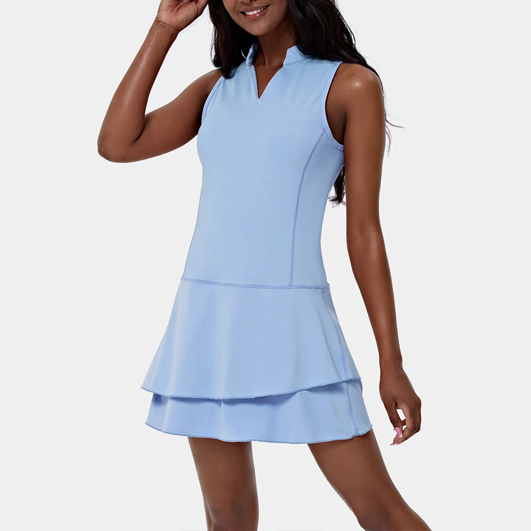 High Quality Custom Logo Nylon Spandex Women Tennis Dress With Lining Shortseu