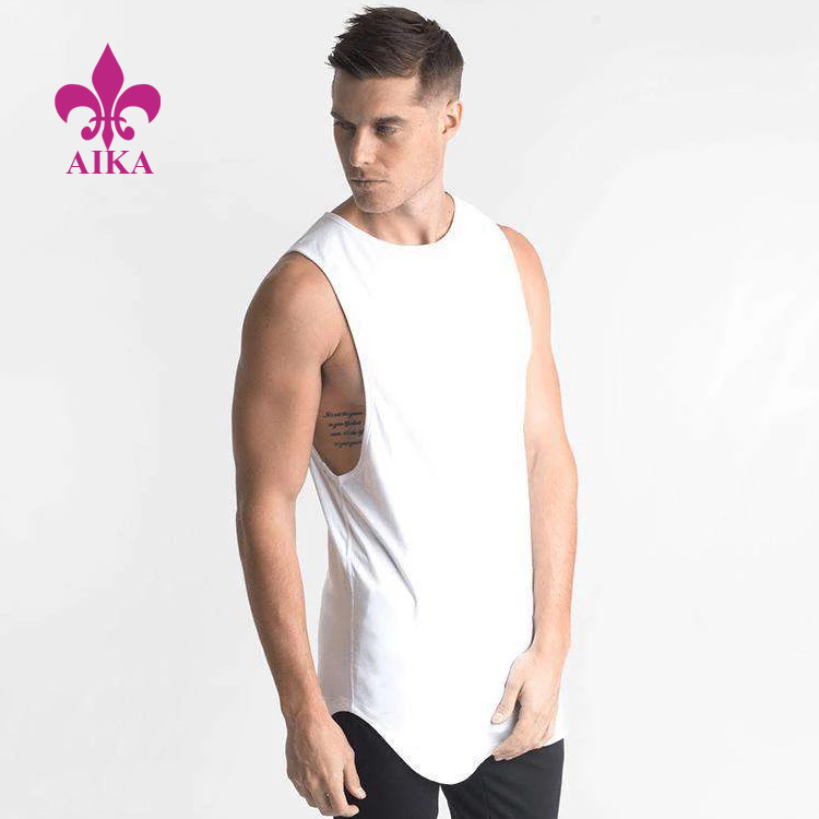 China Muscle Fit Gym Stringer Custom Plain White Workout Singlet Mens ...