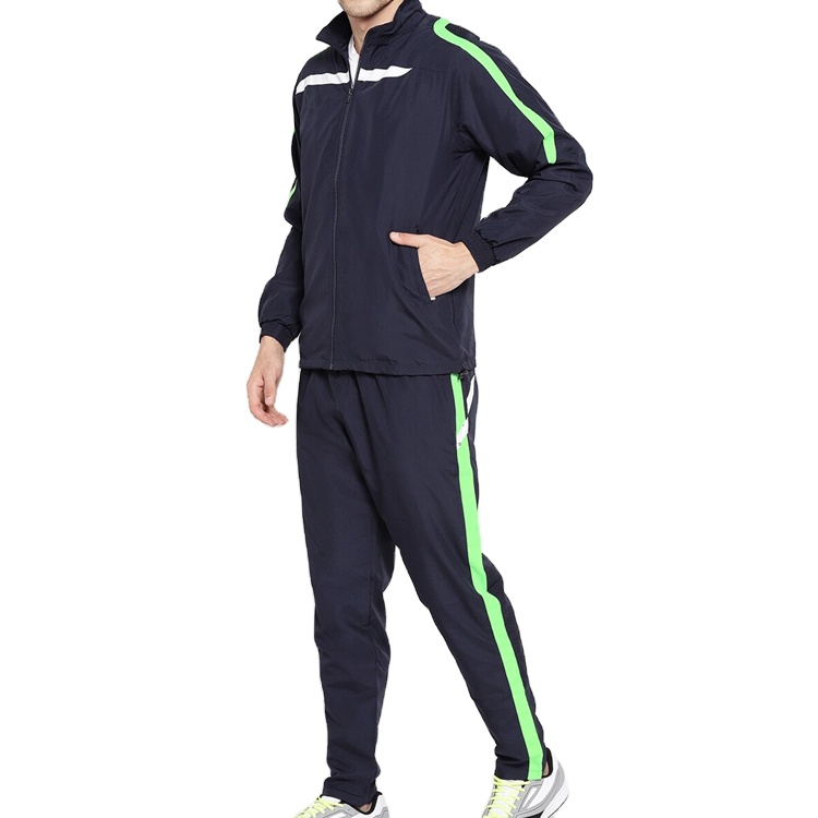 OEM High Quality Contrast Color Elastic Waist 100% Polyester Gym Woven Tracksuit For Men