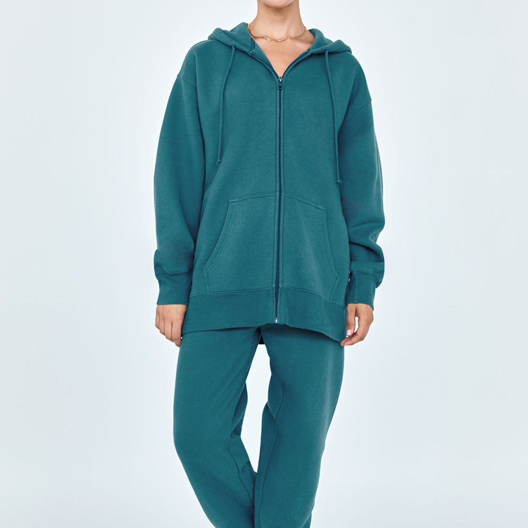 New Trendy Heavyweight Fleece Oversized Full Zip Up Custom Embroidery Hoodies For Women