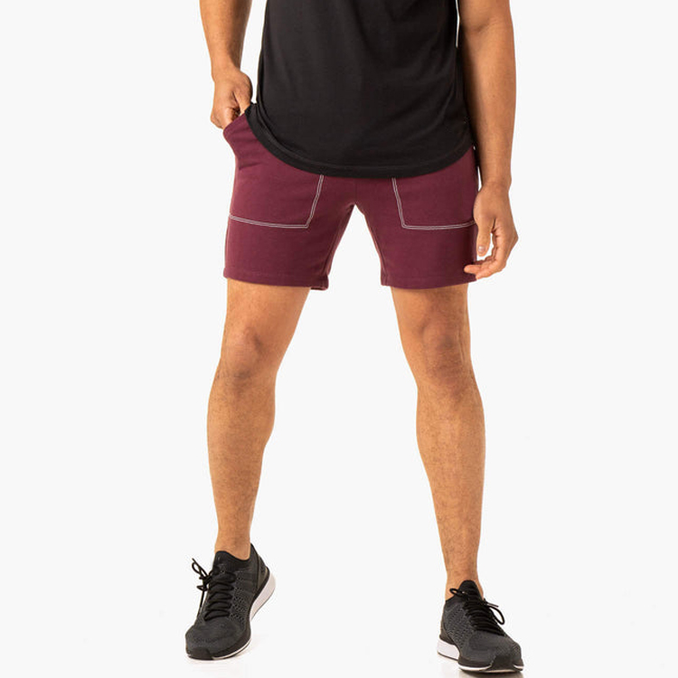 Sports Shorts OEM Drawstring Waist Contrast Seam Men Gym Workout Shorts