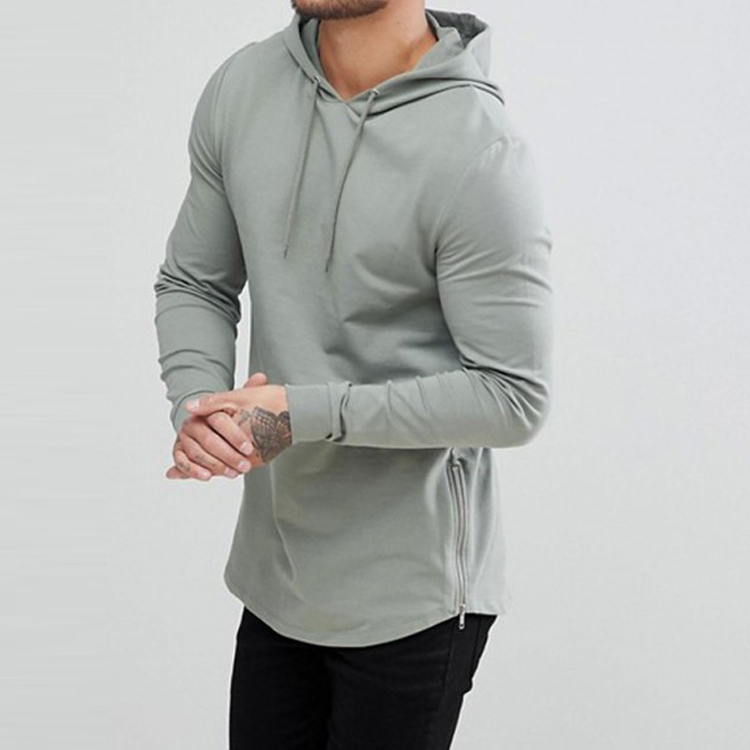 Top Seller Cheap Price Anti Pilling Soft Cotton Bottom Side Zipper Plain Pullovers Workout Blank Hoodies For Men
