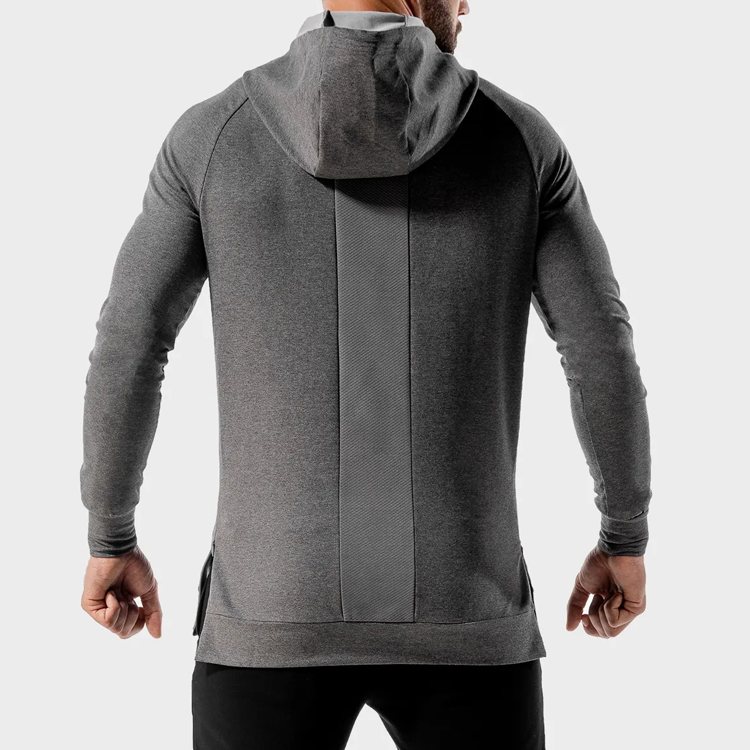 OEM French Terry Cotton Zipper Bottom And Pocket Men Slim Fit Workout Pullover Hoodies