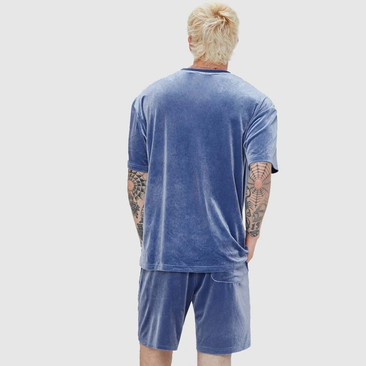 Factory Price Wholesale Polyester Spandex Custom Logo Velour Shorts Tracksuit Set Sportswear Sweatsuit For Men