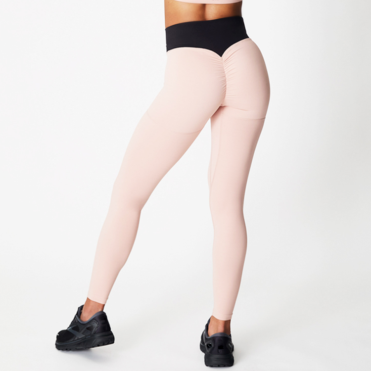 Qadın Yoga Leggings Yüksək Bel Rəng Blok Kompression İdman Zalı Koltukları