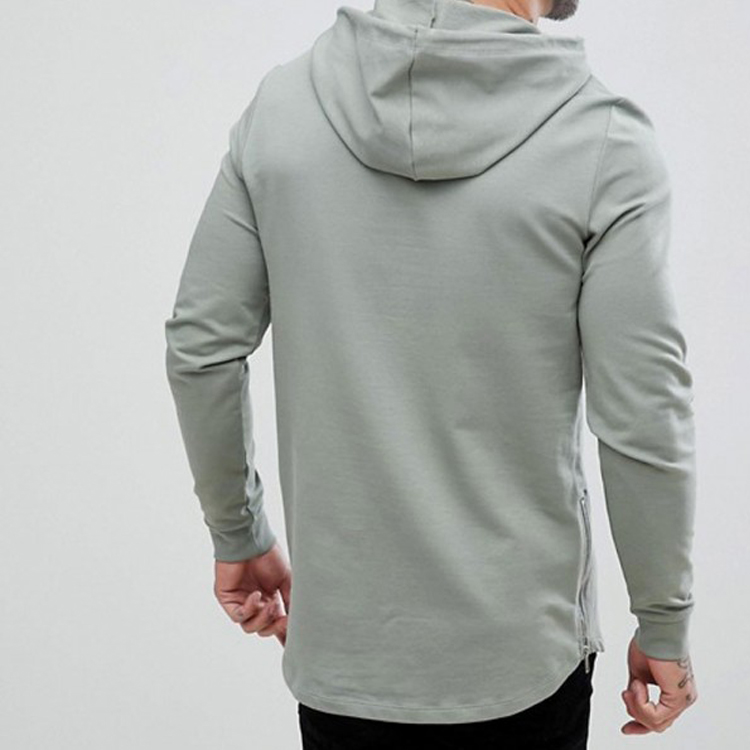 Top Seller Cheap Price Anti Pilling Soft Cotton Bottom Side Zipper Plain Pullovers Workout Blank Hoodies For Men