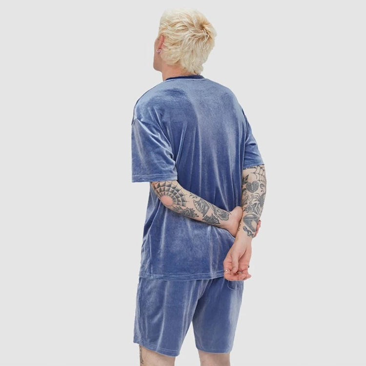 Factory Price Wholesale Polyester Spandex Custom Logo Velour Shorts Tracksuit Set Sportswear Sweatsuit For Men