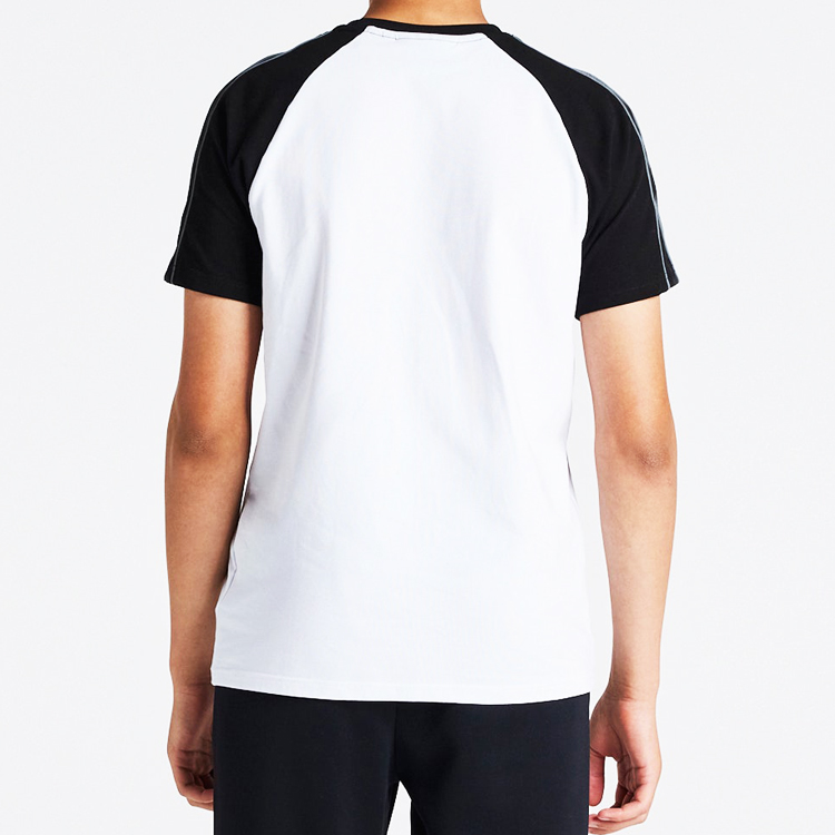 T-shirt Raglan Bianca per Ragazzi, Maniche Corte à Bloccu di Colore di Alta Qualità
