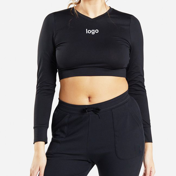 Long Sleeve T Shirts  Cutom Open Back WOmen Gym Long Sleeve Tops