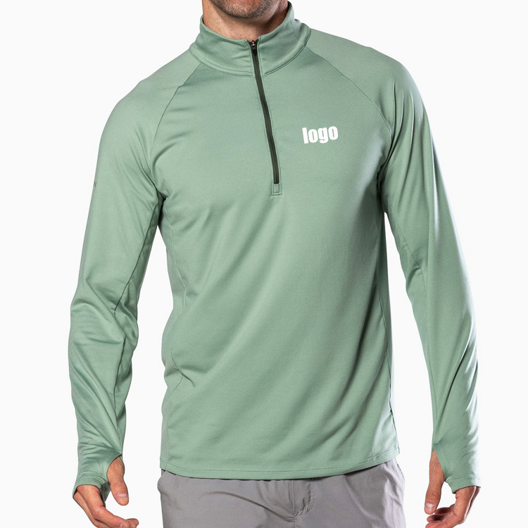 Mga Quarter Zipper T Shirts Custom Reflective Strip Long Sleeve Gym Tops