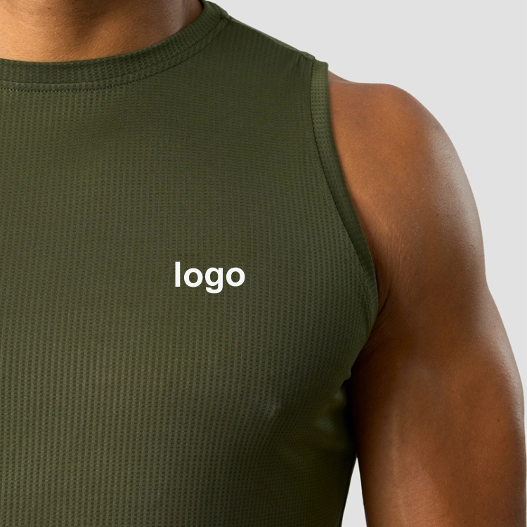 Men Gym Tank Top Custom Mesh Polyester Fabric Sports Singlet 
